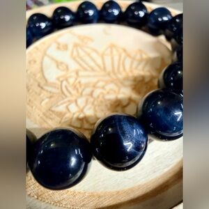 Blue Tiger Eye (Hawk’s Eye) Bracelet – 10mm Natural Gemstone
